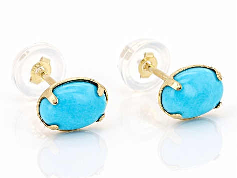 Sleeping Beauty Turquoise 10k Yellow Gold Earrings