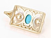 Blue Sleeping Beauty Turquoise, Cultured Freshwater Pearl, White Diamond 10k Gold Pendant 0.02ctw