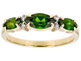 Chrome Diopside With White Diamonds 10k Yellow Gold Ring 1.01ctw
