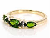 Chrome Diopside With White Diamonds 10k Yellow Gold Ring 1.01ctw