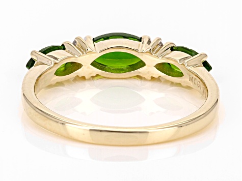 Chrome Diopside With White Diamonds 10k Yellow Gold Ring 1.01ctw