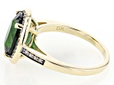 Chrome Diopside With Champagne Diamond 10k Yellow Gold Ring 3.46ctw