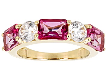 Picture of Pink Topaz With White Zircon 10k Yellow Gold Ring 4.69ctw