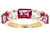 Pink Topaz With White Zircon 10k Yellow Gold Ring 4.69ctw