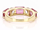 Pink Topaz With White Zircon 10k Yellow Gold Ring 4.69ctw