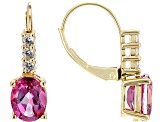 Pink Topaz With White Zircon 10k Yellow Gold Earrings 2.83ctw