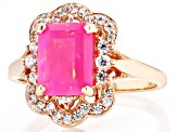 Pink Ethiopian Opal With White Zircon 10k Rose Gold Ring 1.28ctw