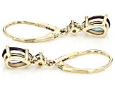 Blue Lab Created Alexandrite With White Diamond 10k Yellow Gold Earrings 2.02ctw