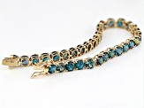 Blue Lab Created Alexandrite 10k Yellow Gold Bracelet 16.55ctw