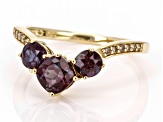 Blue Lab ALexandrite With Champagne Diamond 10k Yellow Gold Ring 1.34ctw