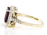 Red Garnet With White Zircon 10k Yellow Gold Ring 3.27ctw