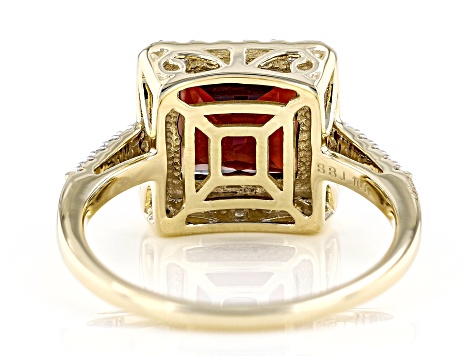 Red Garnet With White Zircon 10k Yellow Gold Ring 3.27ctw
