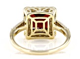 Red Garnet With White Zircon 10k Yellow Gold Ring 3.27ctw