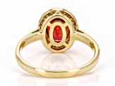Lab Created Padparadscha Sapphire With White Diamond 10k Yellow Gold Ring 2.36ctw