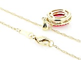 Lab Created Padparadscha Sapphire With White Diamond 10k Yellow Gold Pendant With Chain 2.36ctw