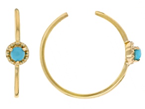 Blue Sleeping Beauty Turquoise With Illusion Beads 10k Yellow Gold Earring Cuffs