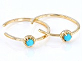 Blue Sleeping Beauty Turquoise With Illusion Beads 10k Yellow Gold Earring Cuffs