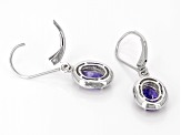 Blue Tanzanite With White Diamond Rhodium Over 10k White Gold Earrings 2.37ctw