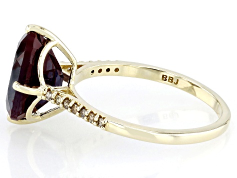 Lab Created Alexandrite With Champagne Diamond 10k Yellow Gold Ring 3.63ctw