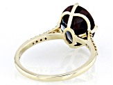 Lab Created Alexandrite With Champagne Diamond 10k Yellow Gold Ring 3.63ctw