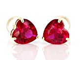 Lab Created Ruby 10k Yellow Gold Earrings 2.11ctw