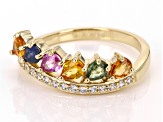 Multi-color Sapphire With White Zircon 10k Yellow Gold Ring 1.13ctw