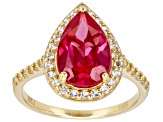 Orange Lab Created Padparadscha Sapphire with White Topaz 10k Yellow Gold Ring 3.77ctw