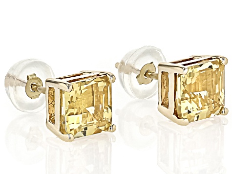 Yellow Beryl 10k Yellow Gold Stud Earrings 1.96ctw