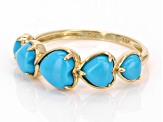 Blue Sleeping Beauty Turquoise 10k Yellow Gold Heart Band Ring