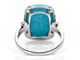 Blue Sleeping Beauty Turquoise With Blue Diamond Rhodium Over 14k White Gold Ring