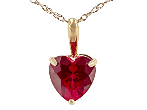 Lab-Created Ruby Necklace Heart-Shaped 10K White Gold