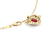 Red Mahaleo® Ruby With White Diamond 10k Yellow Gold Pendant With Chain 1.01ctw