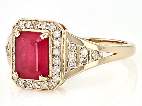 Red Mahaleo® Ruby With White Diamond 14k Yellow Gold Ring 2.17ctw