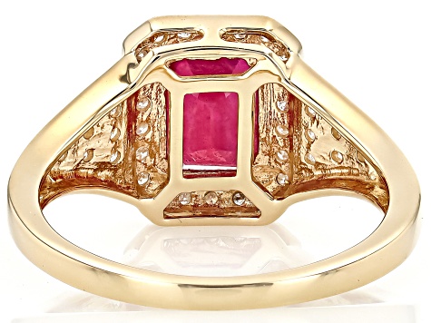 Red Mahaleo® Ruby With White Diamond 14k Yellow Gold Ring 2.17ctw