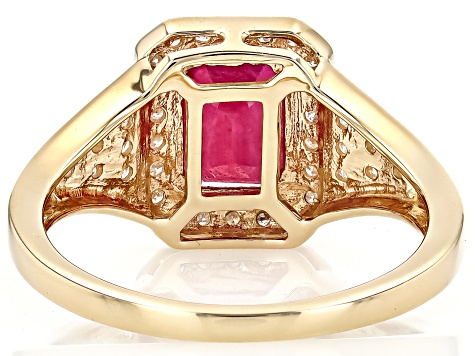 Red Mahaleo® Ruby With White Diamond 14k Yellow Gold Ring