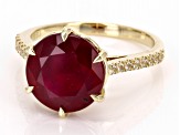 Red Mahaleo® Ruby With White Topaz 10k Yellow Gold Ring 5.70ctw
