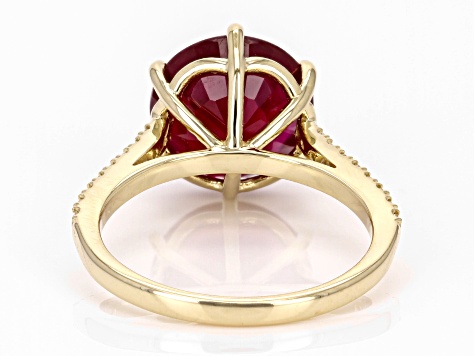 Red Mahaleo® Ruby With White Topaz 10k Yellow Gold Ring 5.70ctw