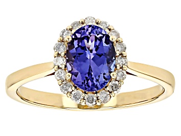Picture of Blue Tanzanite With White Diamond 10k Yellow Gold Ring 1.23ctw