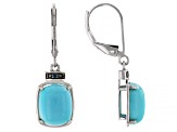 Blue Sleeping Beauty Turquoise With Blue Diamond Rhodium Over 14k White Gold Earrings 0.02ctw