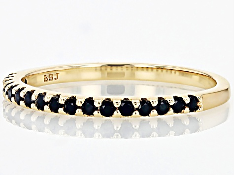 Black Spinel 10k Yellow Gold Band Ring 0.20ctw