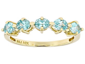 Blue Zircon 10k Yellow Gold Ring 1.02ctw