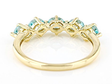 Blue Zircon 10k Yellow Gold Ring 1.02ctw