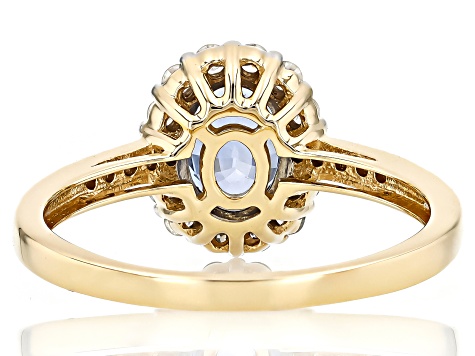 Ceylon Blue Sapphire With White Diamond 14k Yellow Gold Ring 1.45ctw