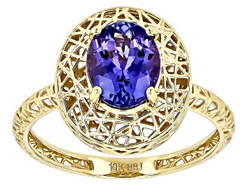 Picture of Blue Tanzanite 10k Yellow Gold Ring 1.56ct