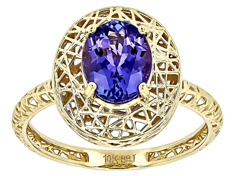 Blue Tanzanite 10k Yellow Gold Ring 1.56ct