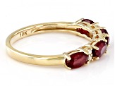 Red Mahaleo® Ruby With White Diamond 10k Yellow Gold Ring 1.24ctw