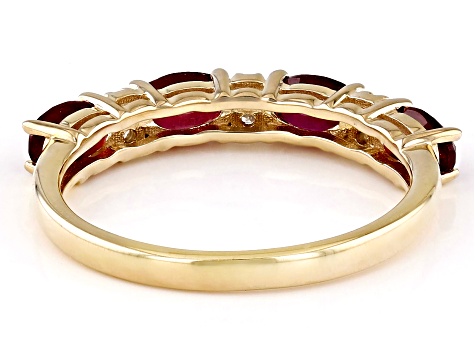 Red Mahaleo® Ruby With White Diamond 10k Yellow Gold Ring 1.24ctw
