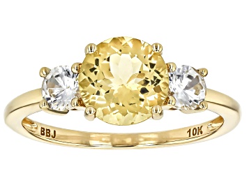 Picture of Yellow Beryl With White Zircon 10k Yellow Gold Ring 2.68ctw