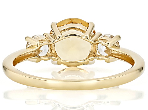 Yellow Beryl With White Zircon 10k Yellow Gold Ring 2.68ctw