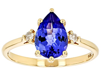 Picture of Blue Tanzanite With White Diamond 14k Yellow Gold Ring 1.66ctw